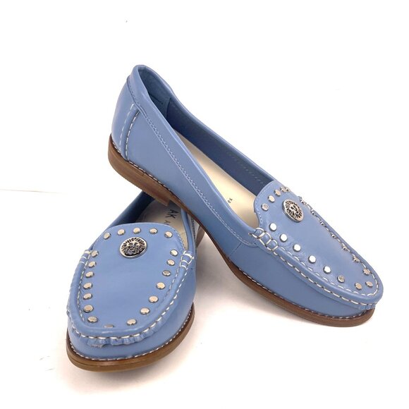 Anne Klein iFlex Blue Studded Moccasins Loafers Women’s Slip On Size 8 - Picture 1 of 12